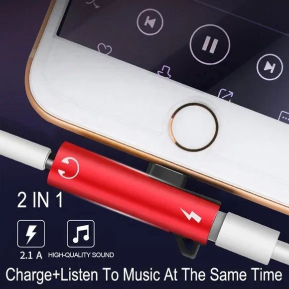 iPhone Lightning to Aux 3.5mm Audio Adaptor, 2 in 1 Port for Aux Audio + Charge - Picture 2 of 2